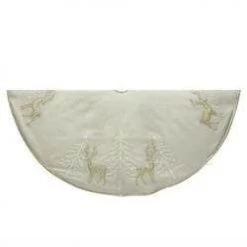 The Christmas Palace Skirts & Stockings 48" GOLD REINDEER & TREE APPLIQUE TREE SKIRT