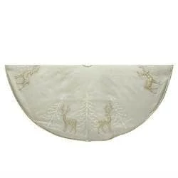 The Christmas Palace Skirts & Stockings 48" GOLD REINDEER & TREE APPLIQUE TREE SKIRT 1 The Christmas Palace Skirts & Stockings 48" GOLD REINDEER & TREE APPLIQUE TREE SKIRT