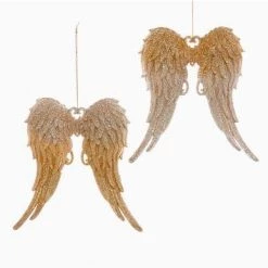 The Christmas Palace 6" GOLD & SILVER GLITTERED ANGEL WING ASSORTED SET OF 12 Christmas Ornaments