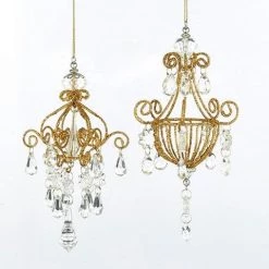 The Christmas Palace 6.5" GOLD CHANDELIER ASSORTED ORNAMENT SET OF 6