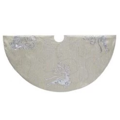 The Christmas Palace Skirts & Stockings 50" LIGHT GOLD WITH SILVER REINDEER TREE SKIRT