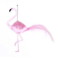 The Christmas Palace 6" PINK DECO FLAMINGO ORNAMENT SET OF 12