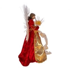 The Christmas Palace Angels & Toppers 18" RED & GOLD FIBER OPTIC ANGEL TREE TOPPER