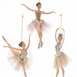The Christmas Palace Christmas Ornaments 7" PINK & GOLD BALLERINA ORNAMENT SET OF 3
