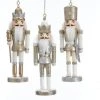 The Christmas Palace 6" CHAMPAGNE, SILVER & WHITE NUTCRACKER ORNAMENT SET OF 6 Christmas Ornaments