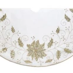 The Christmas Palace Skirts & Stockings 54" IVORY TREE SKIRT WITH EMROIDERED DESIGN