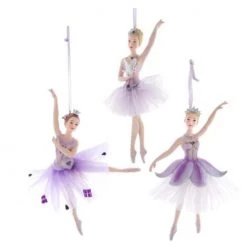 The Christmas Palace Christmas Ornaments 6" ROYAL SLPENDOR PURPLE & SILVER BALLERINA ORNAMENT SET OF 3