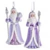 The Christmas Palace 5" ROYAL SPLENDOR PURPLE & SILVER SANTA ORNAMENT SET OF 2 Christmas Ornaments