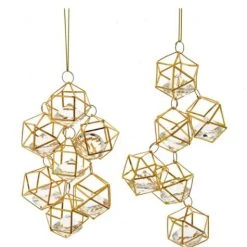 The Christmas Palace Christmas Ornaments 5" GOLD WIRE DROPS WITH GEMS SET OF 6