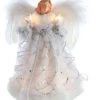 The Christmas Palace 12" WHITE & SILVER ANGEL TREE TOPPER