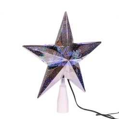 The Christmas Palace 10" 18 LIGHT COLOR CHANGING "MERRY CHRISTMAS" SILVER STAR TREETOP Angels & Toppers