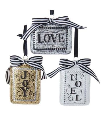 The Christmas Palace 5" GLASS BLACK, WHITE & GOLD ORNAMENTS SET OF 3 1 The Christmas Palace 5" GLASS BLACK, WHITE & GOLD ORNAMENTS SET OF 3