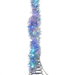 The Christmas Palace Angels & Toppers 12" RGB LED SILVER TINSEL STAR TREE TOPPER