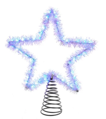 The Christmas Palace 12" RGB LED COOL WHITE TINSEL STAR TREE TOPPER 1 The Christmas Palace 12" RGB LED COOL WHITE TINSEL STAR TREE TOPPER