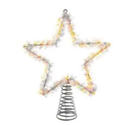 The Christmas Palace Angels & Toppers 12" RGB LED WARM WHITE TINSEL STAR TREE TOPPER