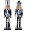 The Christmas Palace 15" BLACK & SILVER NUTCRACKER SET OF 2