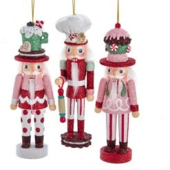 The Christmas Palace 6" HOLLYWOOD NUTCRACKERS CAKE, COCOA & GINGERBREAD ORNAMENT SET OF 3