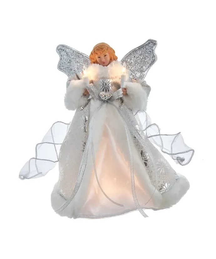The Christmas Palace Angels & Toppers 10" SILVER & WHITE ANGEL TREE TOPPER 1 The Christmas Palace Angels & Toppers 10" SILVER & WHITE ANGEL TREE TOPPER