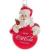 The Christmas Palace 3" COCA-COLA SANTA GLASS ORNAMENT SET OF 4 Christmas Ornaments