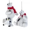 The Christmas Palace Christmas Ornaments 5" COCA-COLA POLAR BEARS WITH PENGUIN ASSORTED ORNAMENT SET OF 2