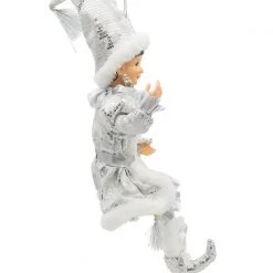 The Christmas Palace 15" KRINGLE KLAUS SILVER & WHITE ELF ORNAMENT