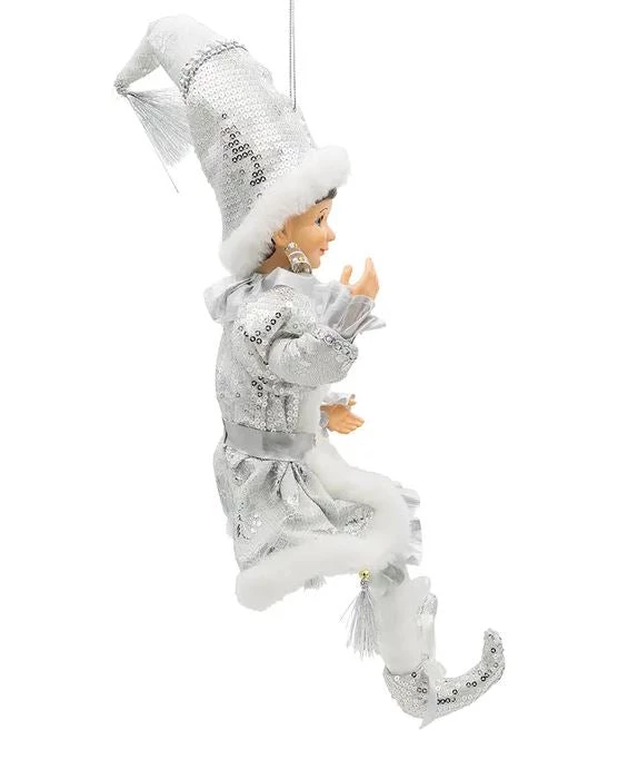 The Christmas Palace 15" KRINGLE KLAUS SILVER & WHITE ELF ORNAMENT 2 The Christmas Palace 15" KRINGLE KLAUS SILVER & WHITE ELF ORNAMENT