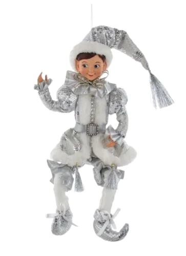 The Christmas Palace 15" KRINGLE KLAUS SILVER & WHITE ELF ORNAMENT 1 The Christmas Palace 15" KRINGLE KLAUS SILVER & WHITE ELF ORNAMENT