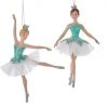 The Christmas Palace 6" TURQUOISE & WHITE BALLERINA ASSORTED ORNAMENT SET OF 2