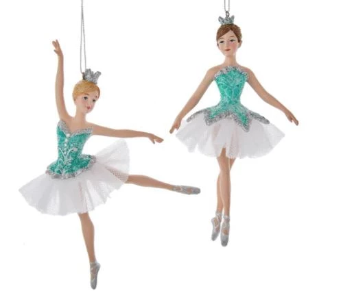 The Christmas Palace 6" TURQUOISE & WHITE BALLERINA ASSORTED ORNAMENT SET OF 2 1 The Christmas Palace 6" TURQUOISE & WHITE BALLERINA ASSORTED ORNAMENT SET OF 2