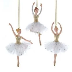 The Christmas Palace 6" GOLDEN ELEGANCE BALLERINA ASSORTED ORNAMENT SET OF 3 Christmas Ornaments