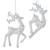 The Christmas Palace 5" SILVER & WHITE GLITTERED REINDEER ASSORTED ORNAMENT SET OF 12