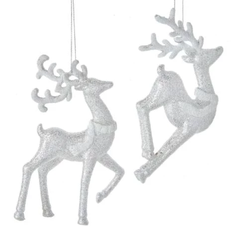 The Christmas Palace 5" SILVER & WHITE GLITTERED REINDEER ASSORTED ORNAMENT SET OF 12 1 The Christmas Palace 5" SILVER & WHITE GLITTERED REINDEER ASSORTED ORNAMENT SET OF 12
