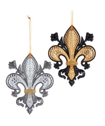 The Christmas Palace 5" BLACK & CLEAR FLEUR DE LIS ASSORTED ORNAMENTS SET OF 12 Christmas Ornaments 1 The Christmas Palace 5" BLACK & CLEAR FLEUR DE LIS ASSORTED ORNAMENTS SET OF 12 Christmas Ornaments