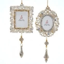 The Christmas Palace 7" GOLD & SILVER PICTURE FRAME ORNAMENTS SET OF 6