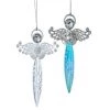 The Christmas Palace 6" TURQUOISE & CLEAR ANGELS ORN