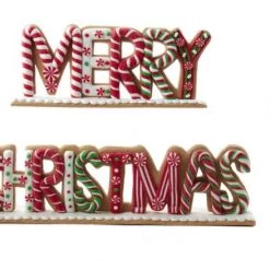 The Christmas Palace Table Tops 8" GINGERBREAD "MERRY CHRISTMAS" TABLE PIECE
