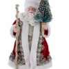 The Christmas Palace Christmas Ornaments 6.5" REGAL RED SANTA WITH STAFF & CHRISTMAS TREE ORNAMENT