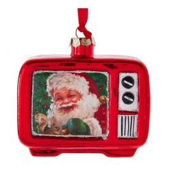 The Christmas Palace 4" GLASS SANTA TV ORNAMENT