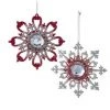 The Christmas Palace 6" REGAL RED & PLATINUM SNOWFLAKE ORNAMENT SET OF 12 Christmas Ornaments
