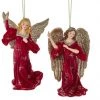The Christmas Palace 5" REGAL RED ANGEL ORNAMENT SET OF 2 Christmas Ornaments