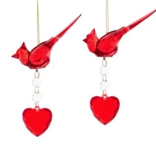 The Christmas Palace 5" CARDINAL WITH HEART DANGLE ORNAMENT SET OF 12 Christmas Ornaments 1 The Christmas Palace 5" CARDINAL WITH HEART DANGLE ORNAMENT SET OF 12 Christmas Ornaments
