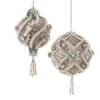 The Christmas Palace 7" PLATINUM CARVED HANGING ORNAMENT SET OF 4