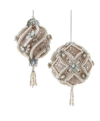 The Christmas Palace 7" PLATINUM CARVED HANGING ORNAMENT SET OF 4 1 The Christmas Palace 7" PLATINUM CARVED HANGING ORNAMENT SET OF 4