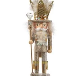 The Christmas Palace 16" HOLLYWOOD NUTCRACKERS PLATINUM & GOLD GLITTERED NUTCRACKER