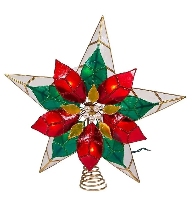 The Christmas Palace 11.5" 10-LIGHT CAPIZ GOLD POINSETTIA STAR TREETOP Angels & Toppers 4 The Christmas Palace 11.5" 10-LIGHT CAPIZ GOLD POINSETTIA STAR TREETOP Angels & Toppers