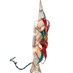 The Christmas Palace 11.5" 10-LIGHT CAPIZ GOLD POINSETTIA STAR TREETOP Angels & Toppers