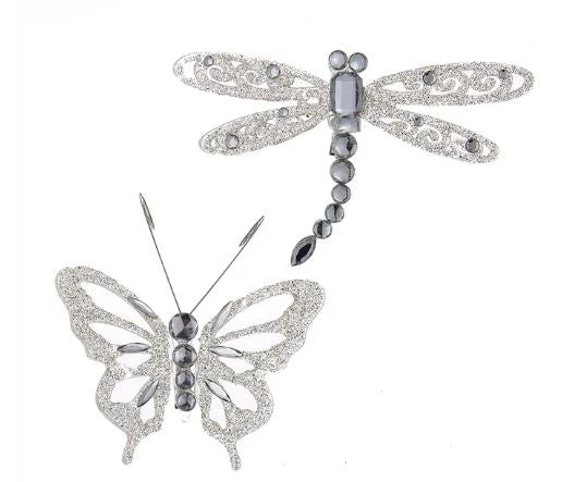 The Christmas Palace Christmas Ornaments 5" SILVER BUTTERFLY & DRAGONFLY ORNAMENT SET OF 12 1 The Christmas Palace Christmas Ornaments 5" SILVER BUTTERFLY & DRAGONFLY ORNAMENT SET OF 12