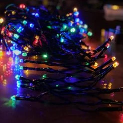 The Christmas Palace CHRISTMAS LIGHTS 60 FT 240 LED MULTI COLOR BLACK WIRE BATTERY OPERATED
