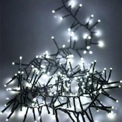 The Christmas Palace 44 FT CLUSTER 1512 LED COOL WHITE GREEN WIRE 8 FUNCTION TWINKLE