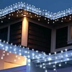 The Christmas Palace CHRISTMAS LIGHTS 24 FT ICICLE STARTER SET COOL WHITE WITH 1 STRING OF 250 LED LIGHTS